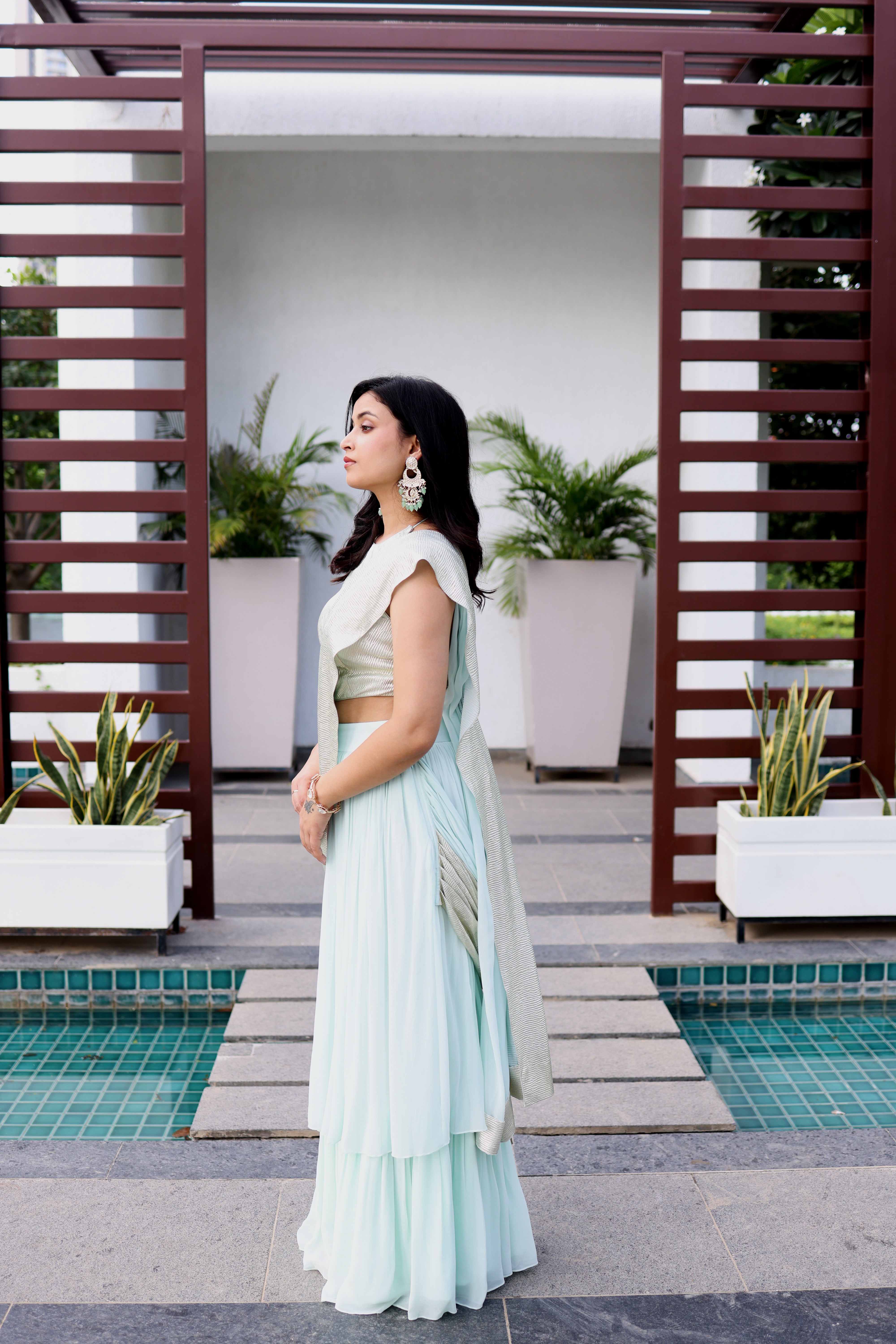 The Ice Blue Aurora Saree