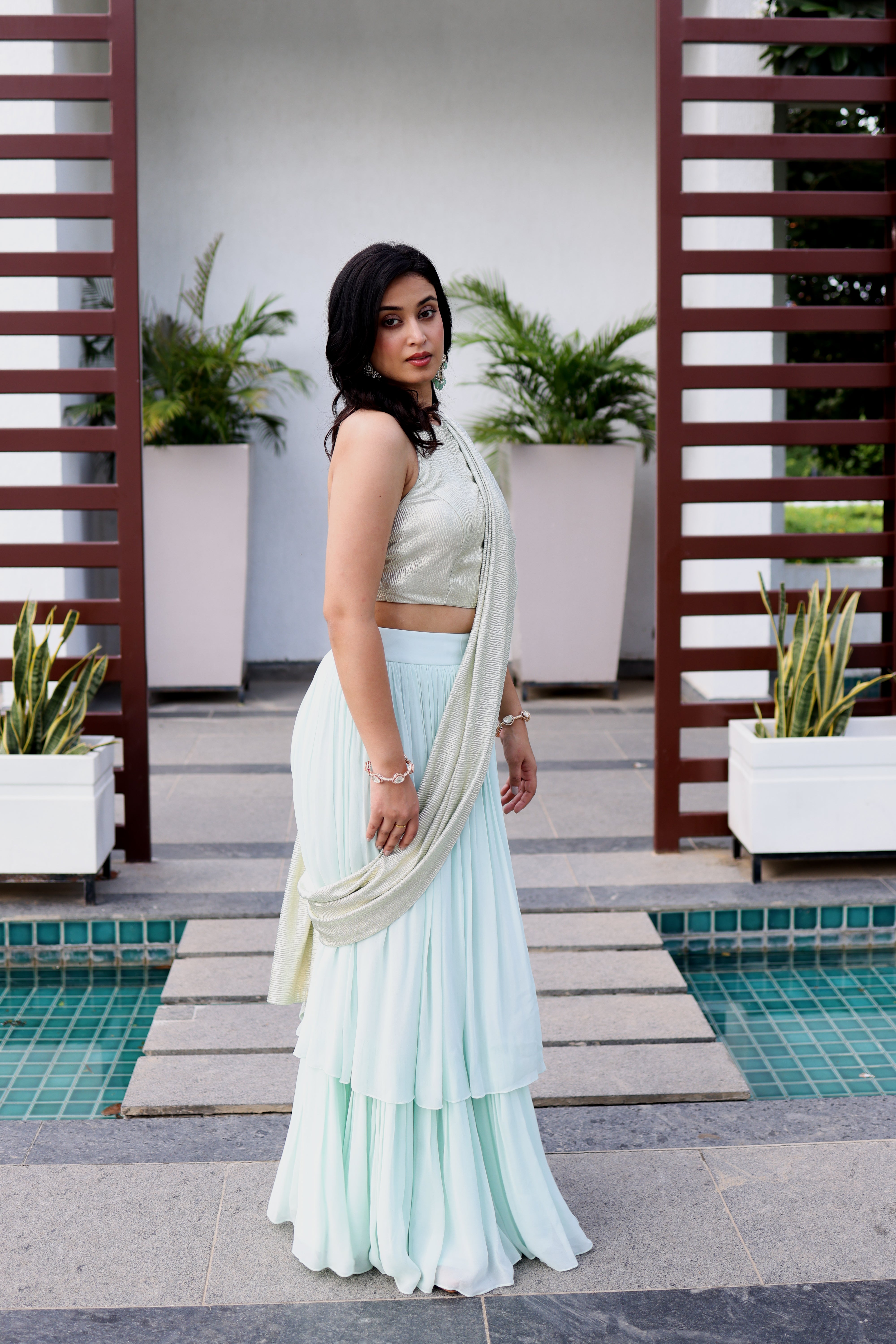 The Ice Blue Aurora Saree