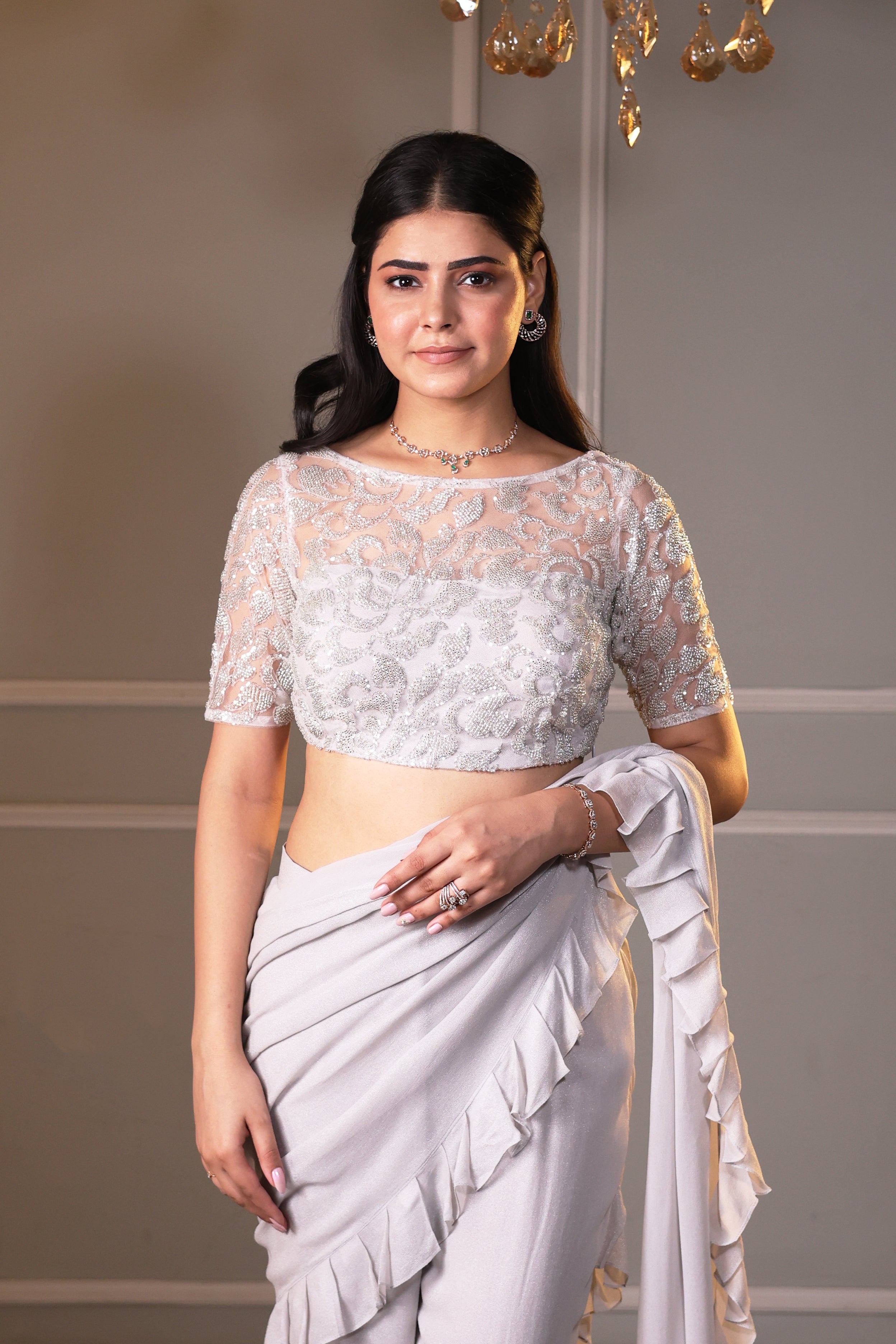 The Silver Sharara Saree