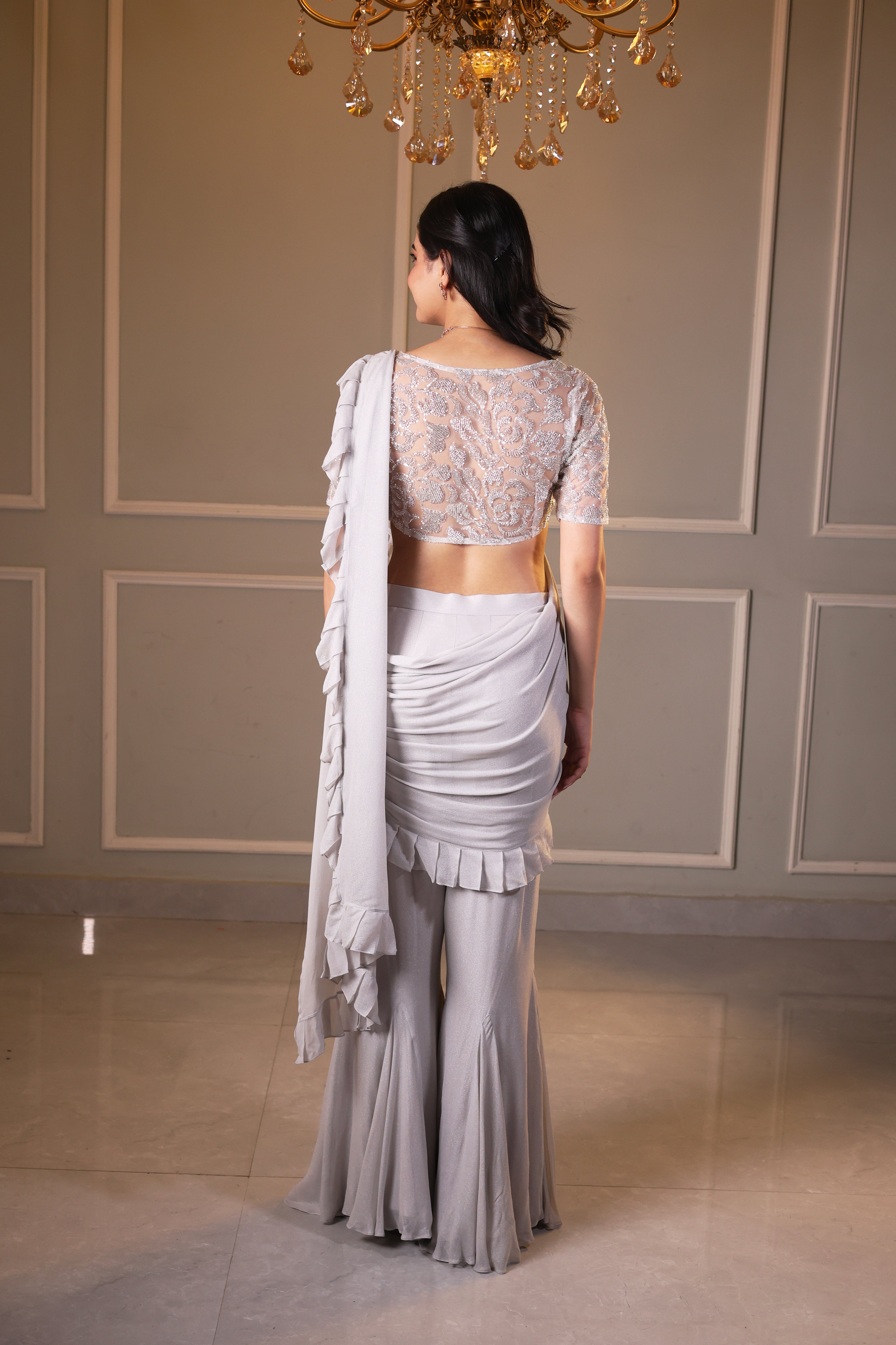 The Silver Sharara Saree