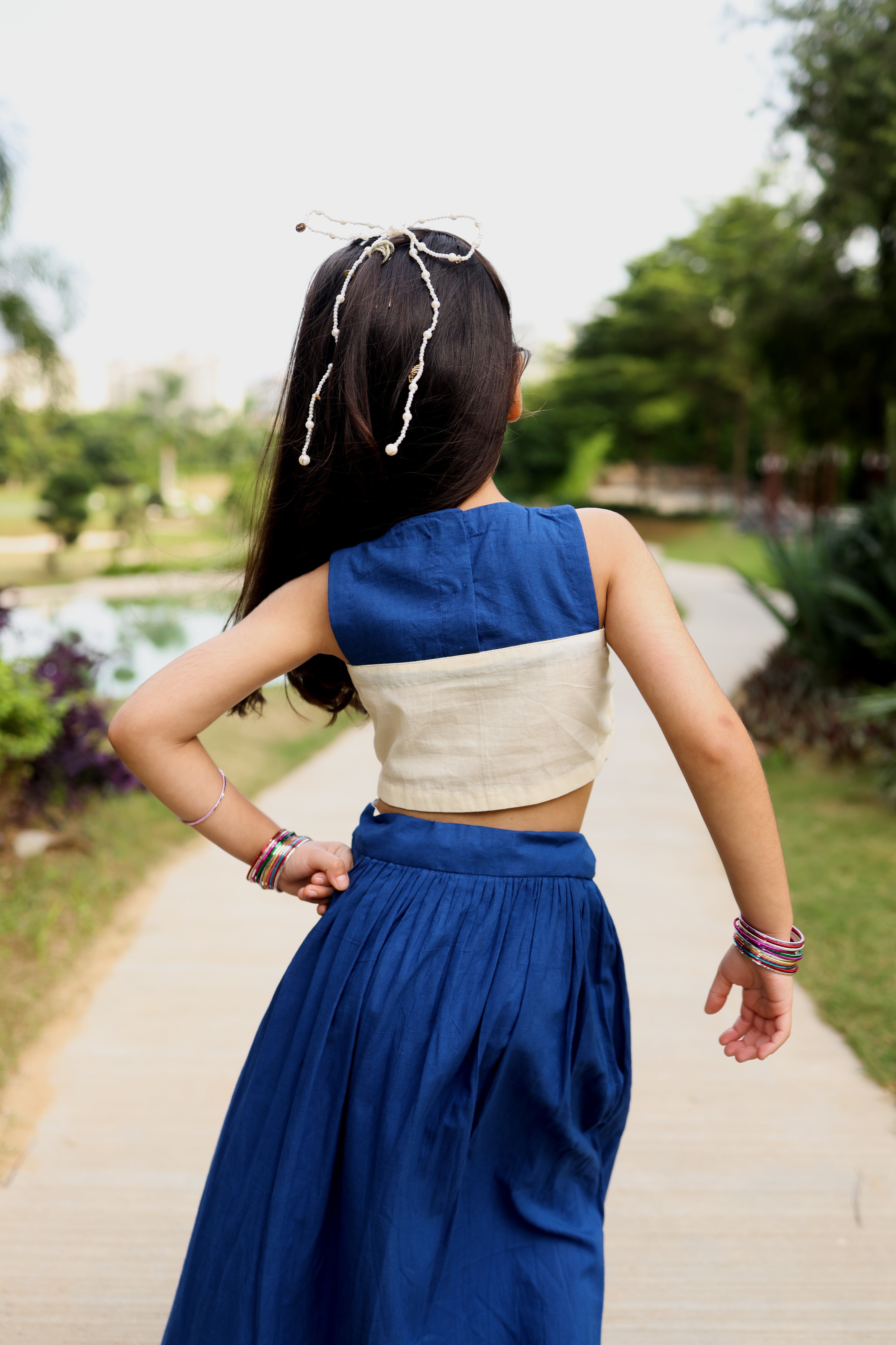 The Lotus Lehenga Set in Blue