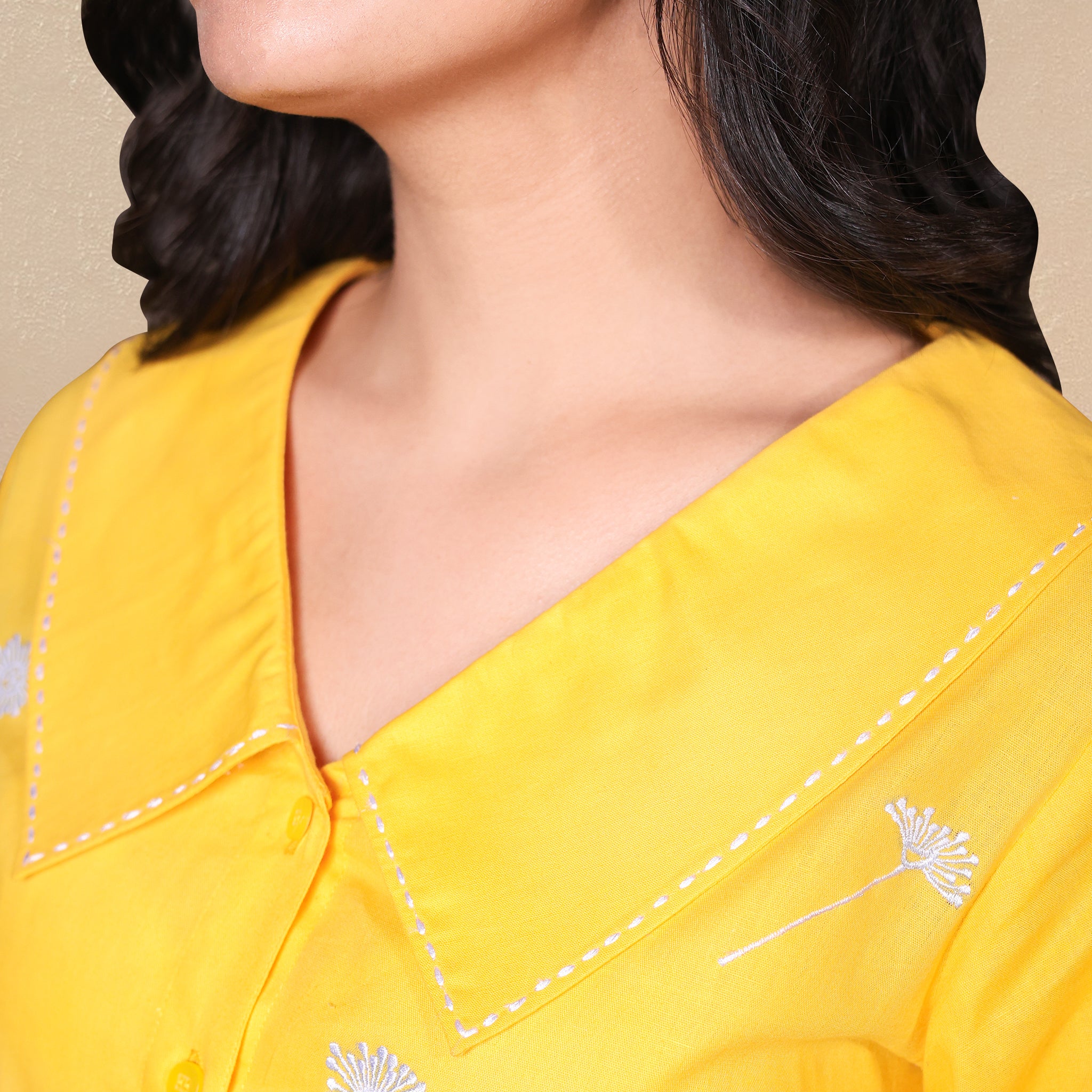 Candy Yellow Sunny Bloom Poplin Shirt