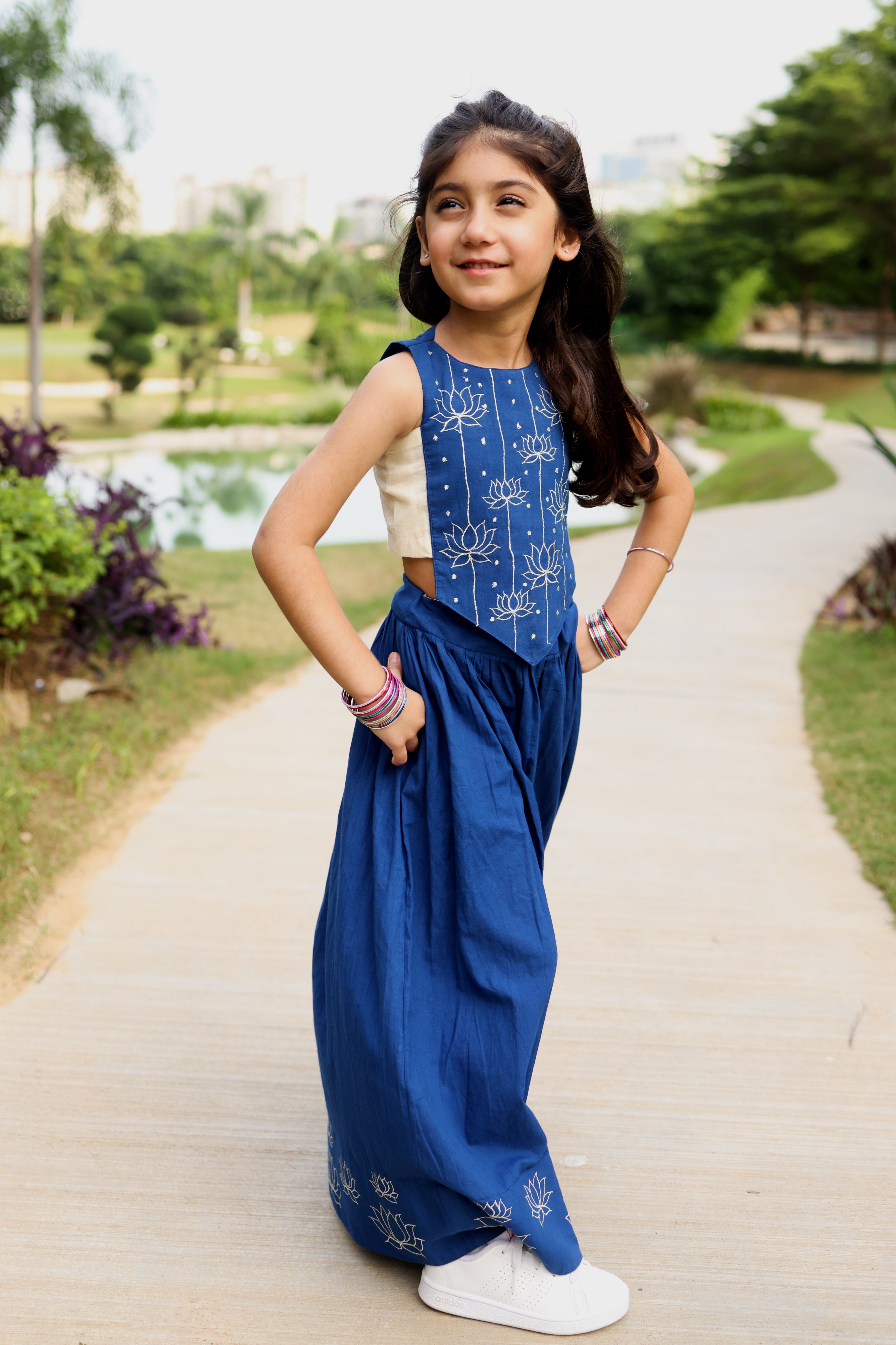 The Lotus Lehenga Set in Blue