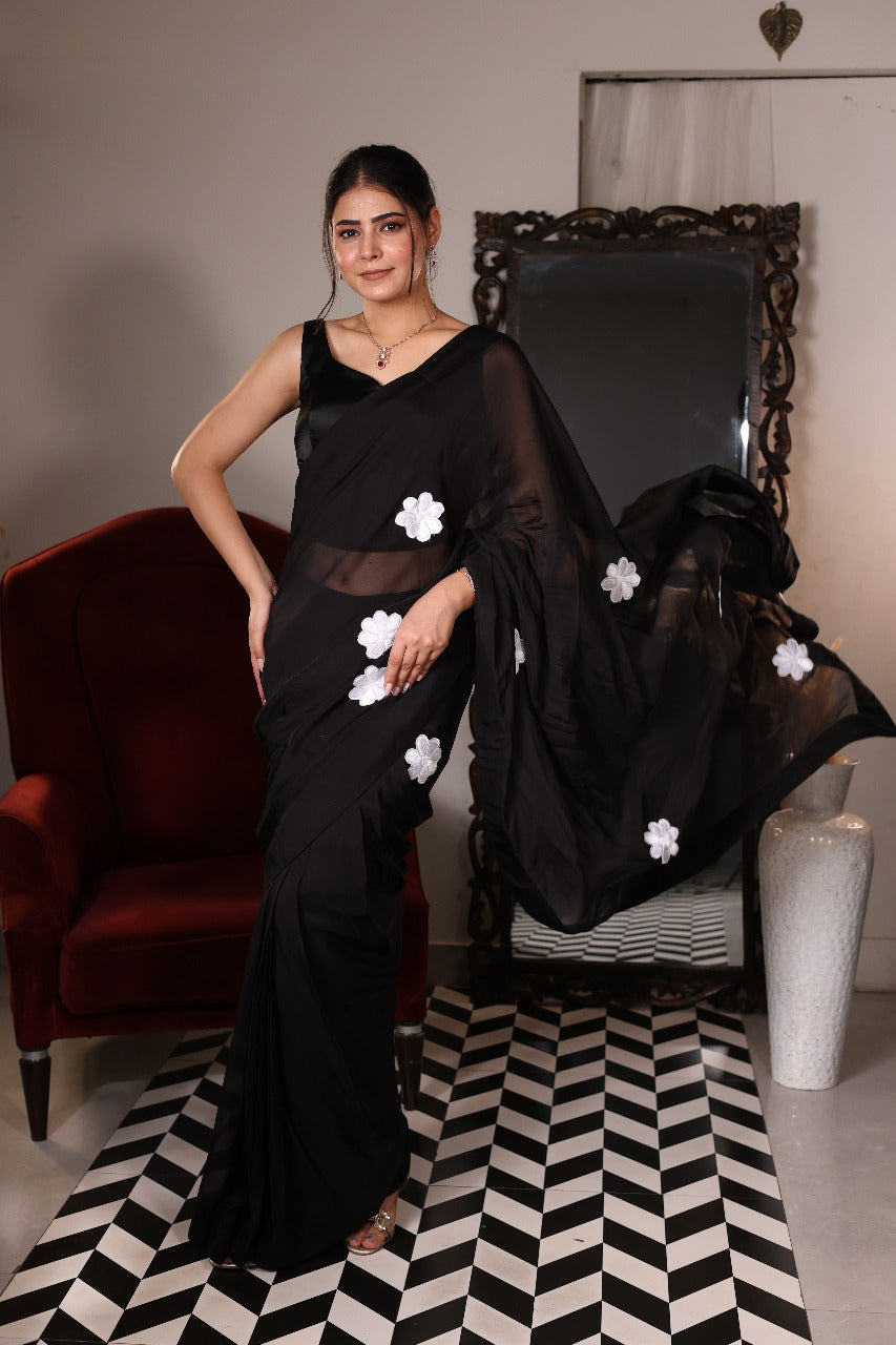 The Black Organza Saree