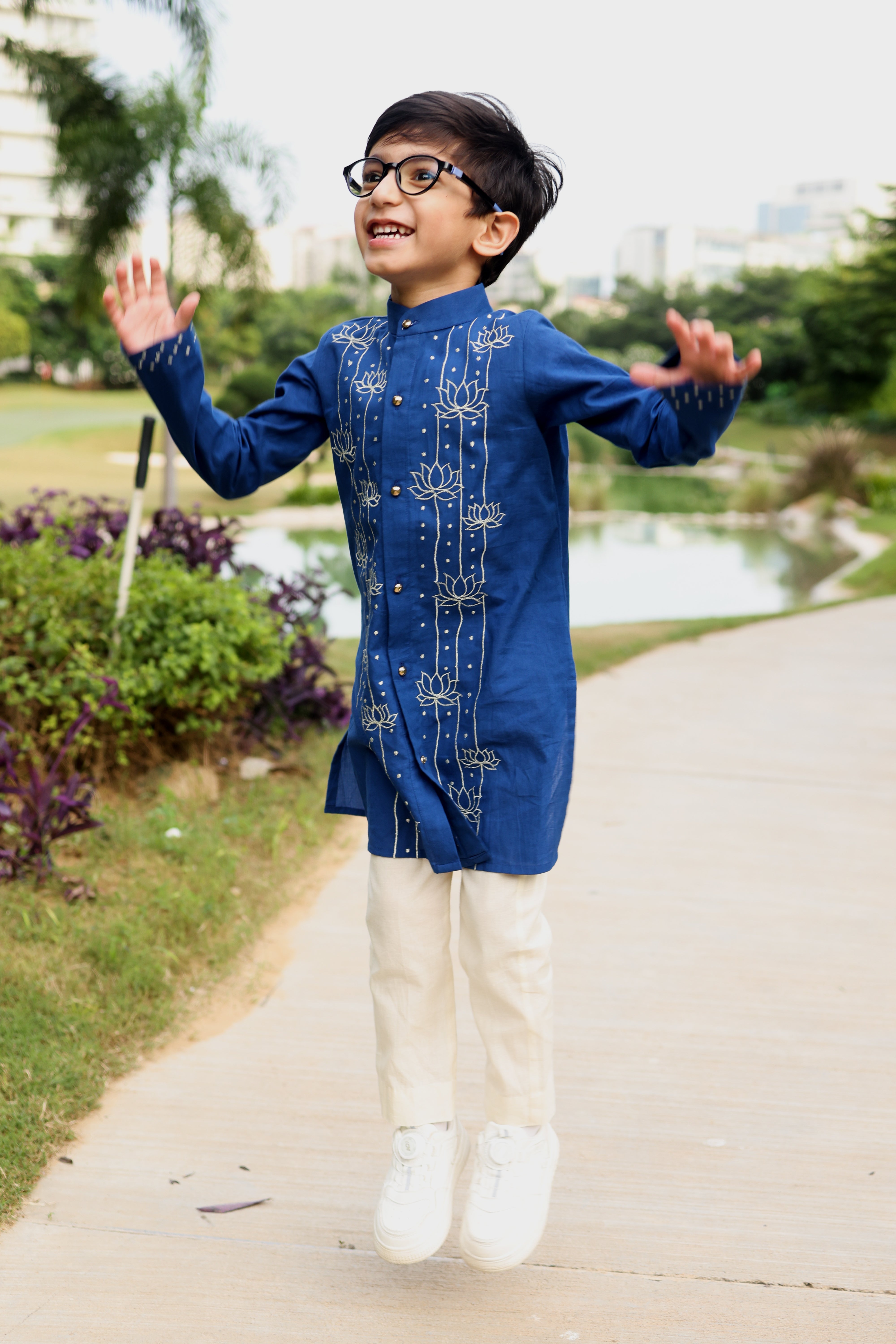 The Lotus Kurta Set in Blue